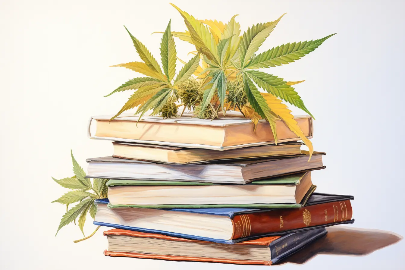 Die Vielfalt von Natur und Wissen wird durch eine einzigartige Kombination aus Hanfblättern und Büchern sichtbar gemacht. Cannabis heißt die Pflanze, die das Lesen zu einem spannenden Erlebnis macht, wenn sie bunte Bücher ziert. Sie ist unter vielen Namen bekannt.